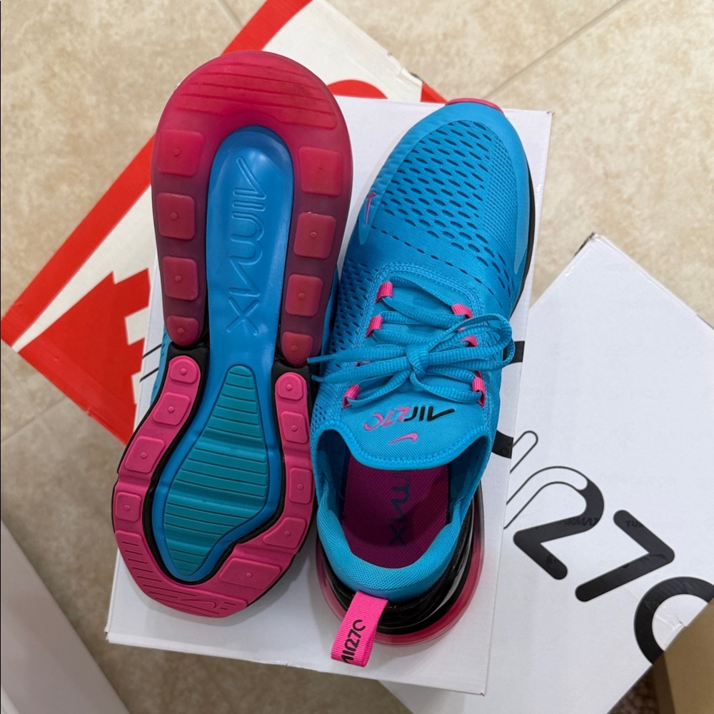 Nike Air Max 270 South Beach – Light Blue Fury/Black/Laser Fichsia - Picture 7 of 12